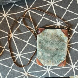 Mona B Blue and Brown Crossbody Bag